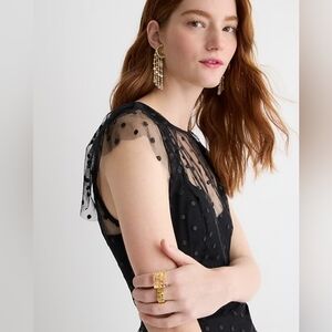 J. CREW Cap-sleeve Mesh peplum top in dotted tulle Size 12 Women's